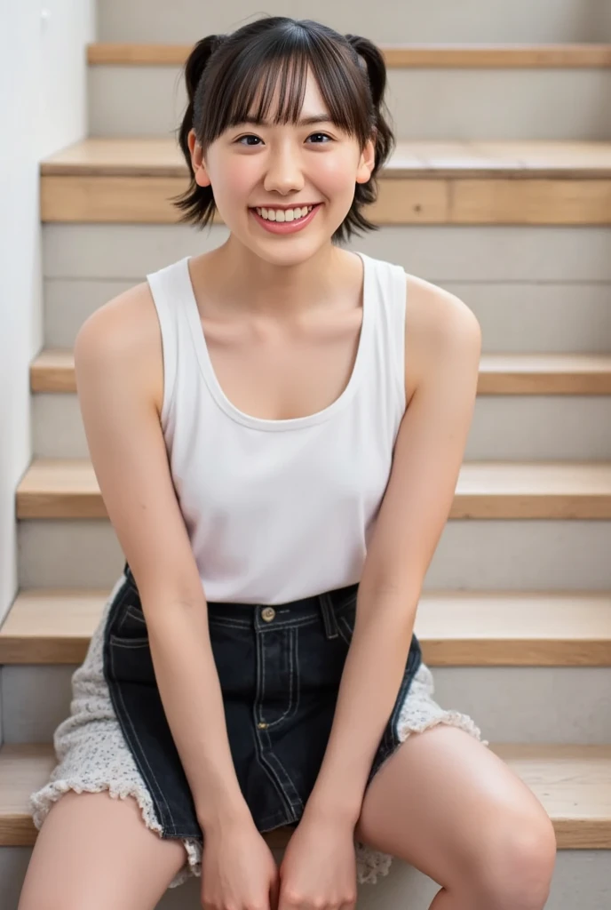 (8k, highest quality, masterpiece: 1.2), ultra detail, best quality, ultra high resolution, professional lighting, photon mapping, radiosity, physically based rendering, cinematic lighting, depth of field, focusing, sun rays, good composition, (bokeh: 1.2), 1 girl, (full body), smile, beautiful eyes, pose, brown hair, short hair, seashore, skirt, tank top, sitting on bench,open legs,white panties,nice legs,smile、((fat))、


