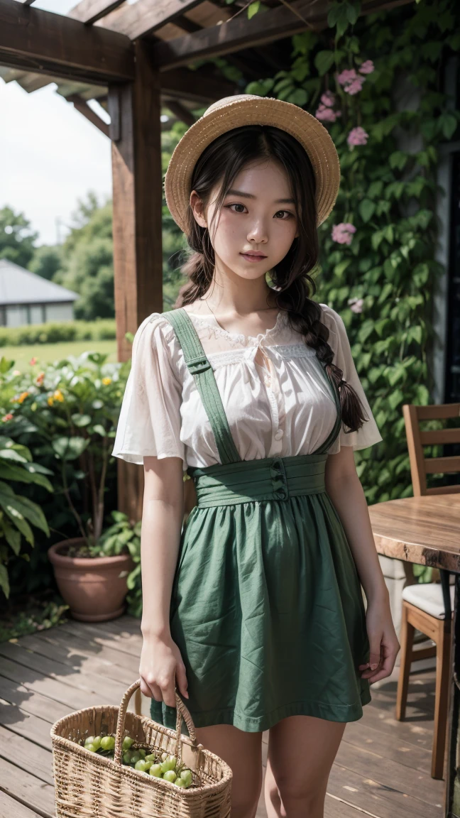 (8k, highest quality, masterpiece: 1.2), ultra detail, best quality, ultra high resolution, professional lighting, photon mapping, radiosity, physically based rendering, cinematic lighting, depth of field, focusing, sunbeams, good composition, (bokeh: 1.2), 1 girl, (full body), smile, beautiful eyes, pose, constriction, brown hair, short hair, prairie blouse green, skirt,park,hand {fingers} Kawaii {finger} hand,