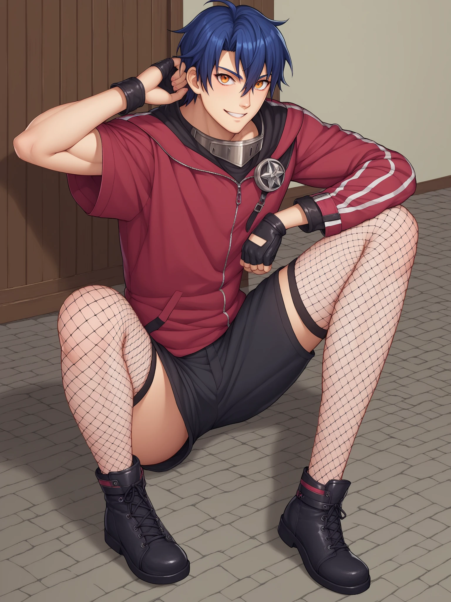 femboy, cute, with brown eyes, some jordans, a muscular black woman with gold, transparent, tight black pants, a huge penis, a huge ass, straight black hair, Posing for a photo in New York City