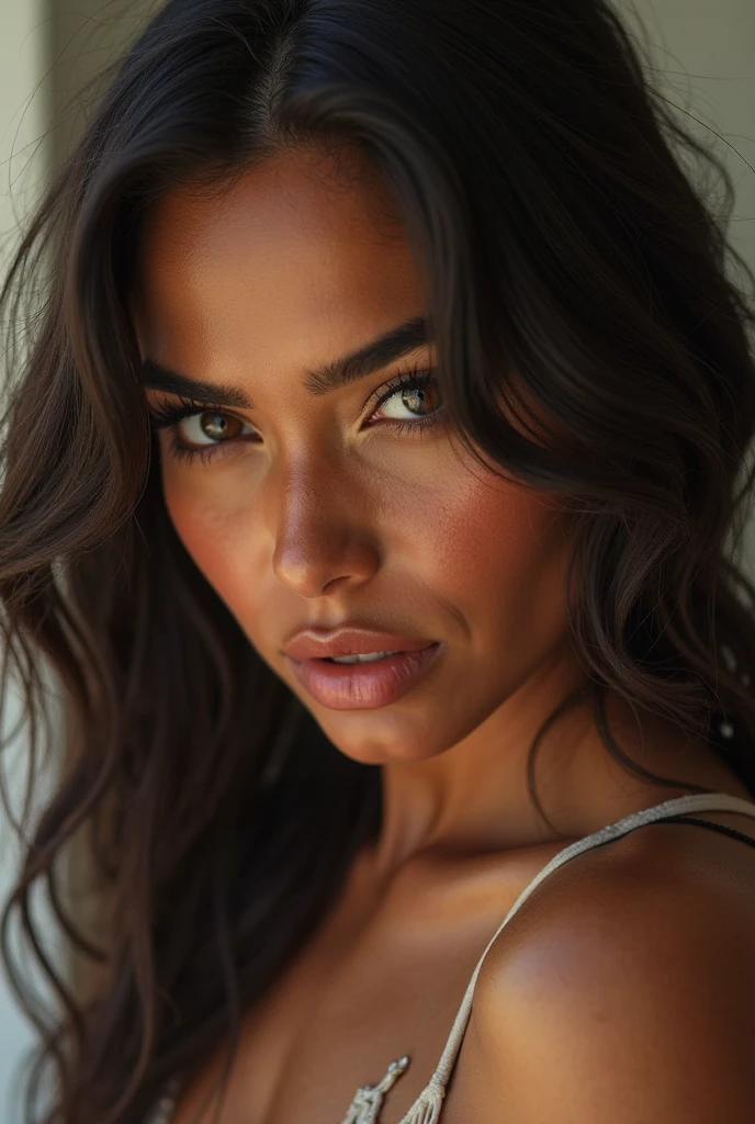 arafé, femme, à, vêtements noirs, fille sexy aux yeux marrons, Portrait Sophie Mudd, cheveux bruns et grands yeux, selfie d'une jeune femme, yeux de la chambre, Violette Myers, sans maquillage, maquillage naturel, regarder directement la caméra, Visage avec Artgram, Maquillage subtil, Superbe photo de tout le corps, dans la chambre, entièrement dénudé