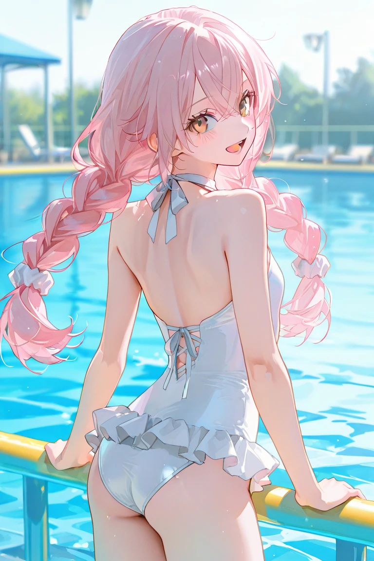 (masterpiece, best quality:1.2), (absurdres, highres, ultra-detailed), (perfect anatomy),
Beautiful woman、Breast large、Night Pool、Pink Hair、Twin tails、Pink Eyes、Background glitter、night、heart、White frilly swimsuit
(8K, RAW photo:1.2),detailed face and eyes,intricate detail ,masterpiece ,sharp focus, high quality,BREAK,rating: general, newest