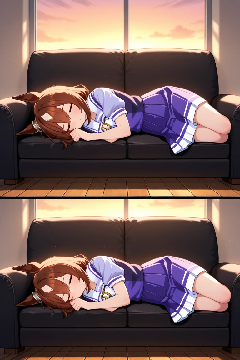 Sleeping girl，16 yaers old，realisticlying，She didn't wear pants，brown  hair。