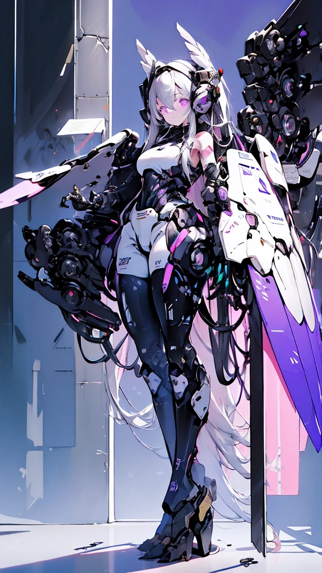 masterpiece, Highest quality, Super detailed,Perfect human body, figure,(One girl),Beautifully detailed head,Full body painting,Full Art, NSFW,high head and body,female robot,1girl,rainbow color eyes,silver skin color,Armor is deep gray color,objet head,telescope head,Monocular,Big Breasts,blade shoulder,Volumetric thighs,glamorous,Open pussy,Sexaroid,Expressionless,View your viewers
