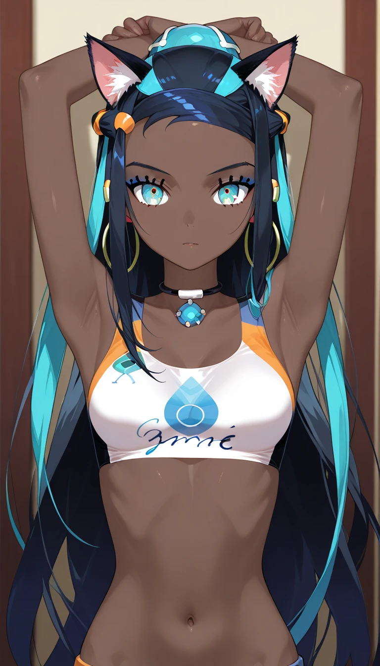 score_9, score_8_up, score_7_up,1 daemon woman, black demon horns, black demon tail, (aquamarine hair),aquamarine green color hair,ahoge, long hair, (long hair),bangs, light orange bikini, bikini is orange, bikini orange, orange bikini!, (aquamarine eyes), background is spaceship, aquamarine eyes, 1woman ,facing viewer, daemon girl, close up,Well-endowed, alone, Spacecraft interior