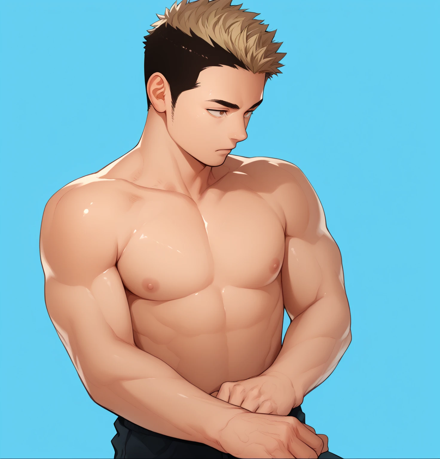 full body in image, masculine pose, unique hair, full naked man, male body, slender body, short hair, full body, hot body, sexy male body, dinamic pose, six patch. detalied pose, body, simple background, expressive face, focus on face, line art, sketch

