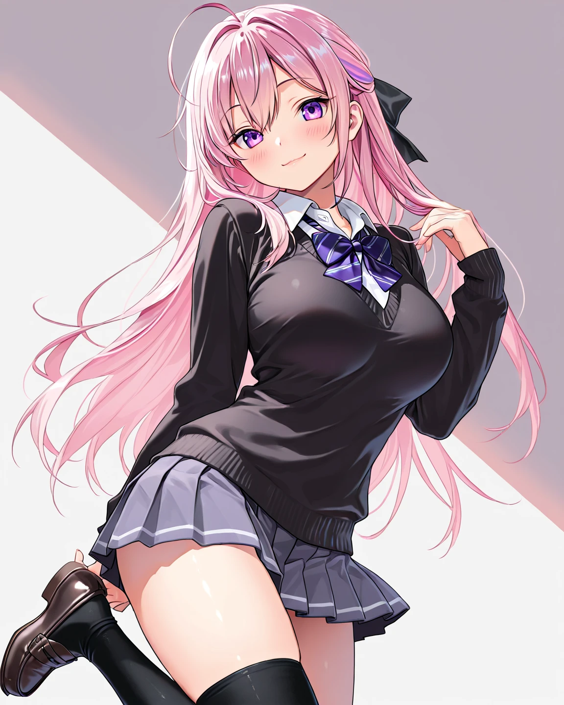 pretty girl、pink Hair、Twin tails、Wavy Hair、Pink eyeischievous face、Spoiled brat、uniform、Immature body、Small breasts、Sticking out tongue、Long and cute tongue、smile、Sweat、sexy panties
