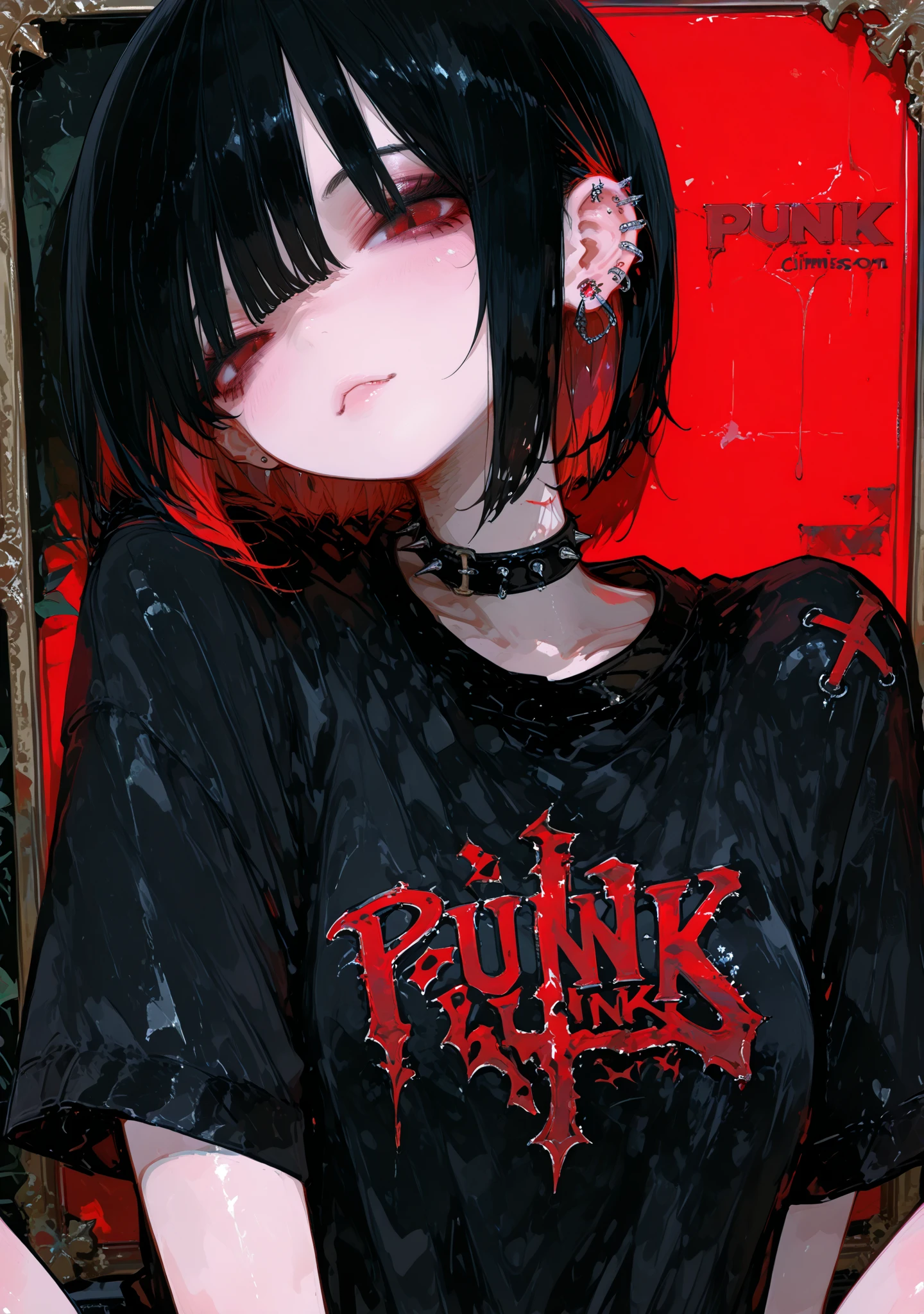 A drawing of a woman with tattoos and a black top., urban girl fanart, a nervous teenage killer, very detailed character design, detailed full body concept, rude look, mechanic punk outfit, 90s comic character design., dressed in punk clothes, wearing a punk outfit, full body concept, anime style character, cyberpunk style, She wears street clothes