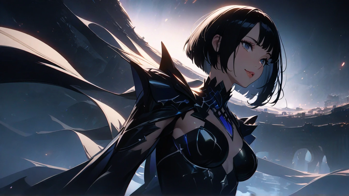 Beautiful witch of ice, shards of ice, spell of ice, splash of ice, world of ice, mountain of ice, smog, landscape, fantasy magic, undercut hairstyle, short purple black fade hair, dark light night, intricate, elegant, sharp focus, illustration, highly detailed, digital painting, concept art, matte, art by WLOP and Artgerm and Greg Rutkowski and Alphonse Mucha, masterpiece