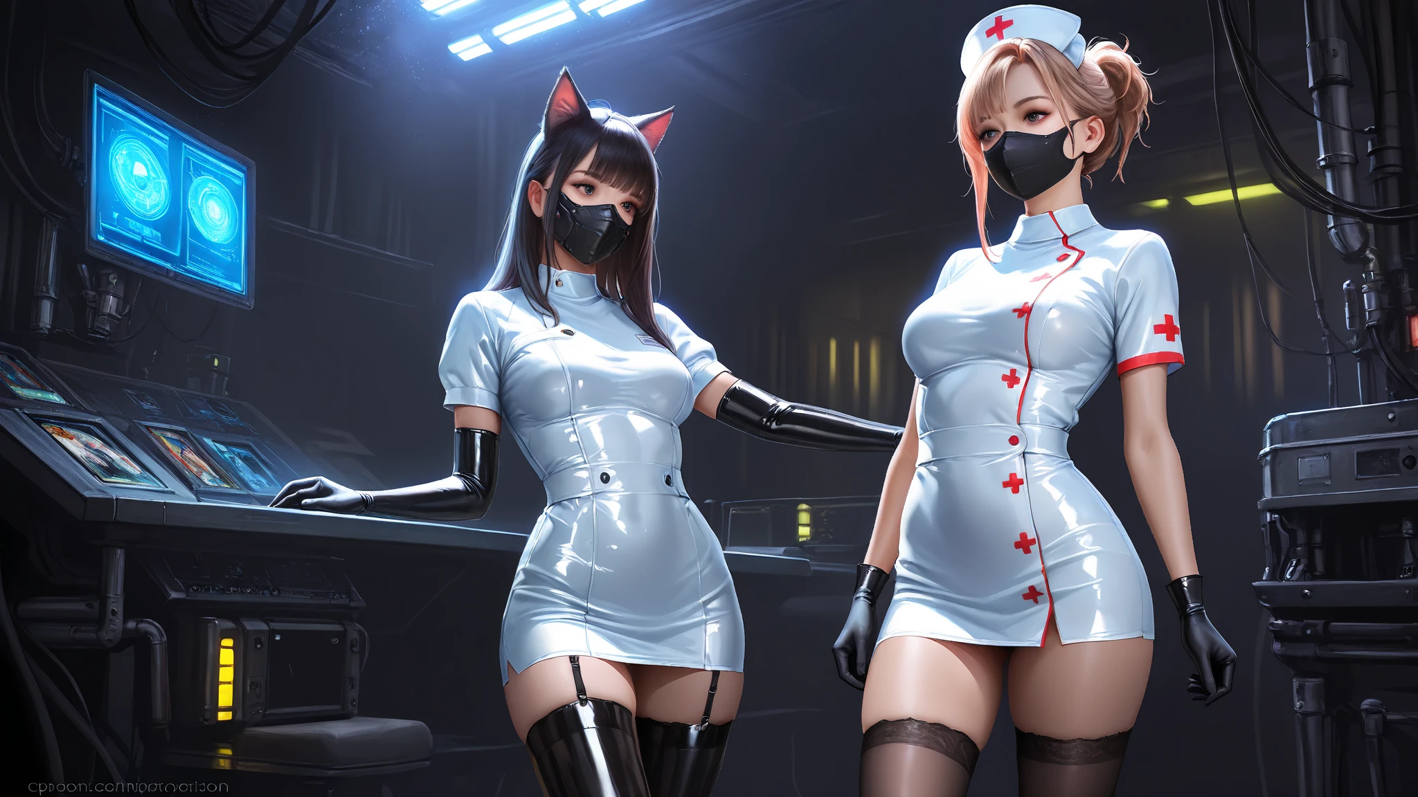 Beautiful female nurse,1 woman,short mini dress,see-through transparent clothes