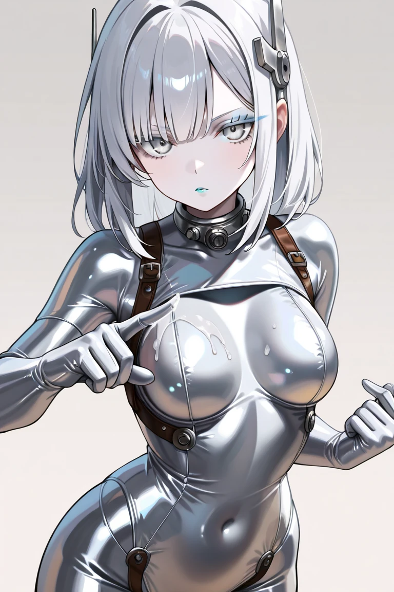 (Three Men)、female、(Photorealisticistic beautiful female )、16 years old、((Silver Hair))、Sparkling Eyes、Big Eyes、(Black circular earrings on both ears)、(shadow lady)、((Bullish face))、Black headband、(The tip of the hair is jagged upwards、ponytail)、Supermodel body type、tall、Stunningly beautiful、Blushing、((Open your mouth wide and scream))、((Panting as the penis is inserted))、(Beautiful nudes)、、(Highest quality、8k、32K、masterpiece、Hmph:1.3)、Ultra-high resolution,(Photorealistic:1.4),RAW Photos, Detailed face,, Nipples、 Natural Makeup,,Full and perfect breasts, Wet Hair、Sweat、Detailed Background, Written boundary depth, Beautiful shadow gradation、、Thin limbs、Thin thighs、((whole body))、Trimmed thin pubic hair、Sweaty body、(((Jail、Iron bars、prison)))、、Nipplesが見えている、((Squirting from))、((A man rubs his chest from behind))、(A man rubs her breasts from behind)、((Touch your pussy with both hands))、((Normal sex))、(Insert the male genital meridian)、((Three Men性に両腕を掴まれる))、((Handcuffed with both hands))、(Bold black leather long gloves、Black leather long boots)、((Suspended from the ceiling))、Torn black leather suit