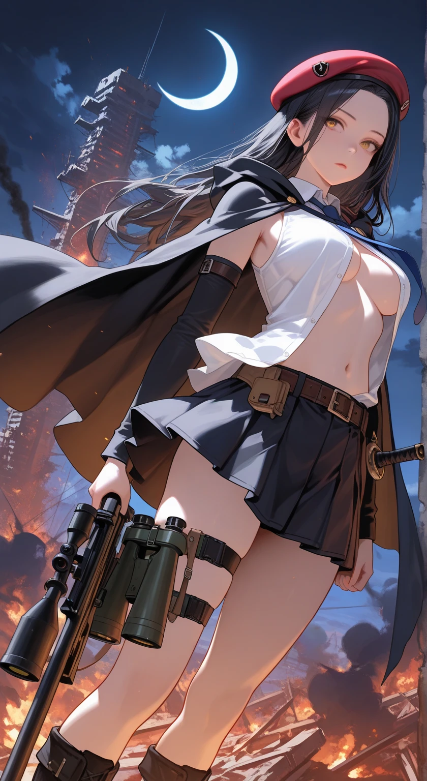 (long shot, looking away, shift character off center, draw the face precisely, cinematic perspective), (((Z stands for a bent pole stuck in the ground in this prompt))), (((X stands for the her crotch area in this prompt))), (A female army infantry is masturbating), (((wearing camouflage combat army uniform))), ((carrying a camouflage backpack)), (((for masturbation))), (((excitement))), (((orgasm face))), hiding a trench, (bullets fly), her pants are lowered to reveal a little panties, she thrusts her X forward, Z must be touching X, she uses Z to push X, open her legs, straddling on the Z, Z to X, The presence of pubic hair in the crotch, Extensive pubic hair, Pubic hair sticks out of panties, All connected pubic hair, (panties cover genitals, dripping love juice), (in combat), (battlefield), army helmet,