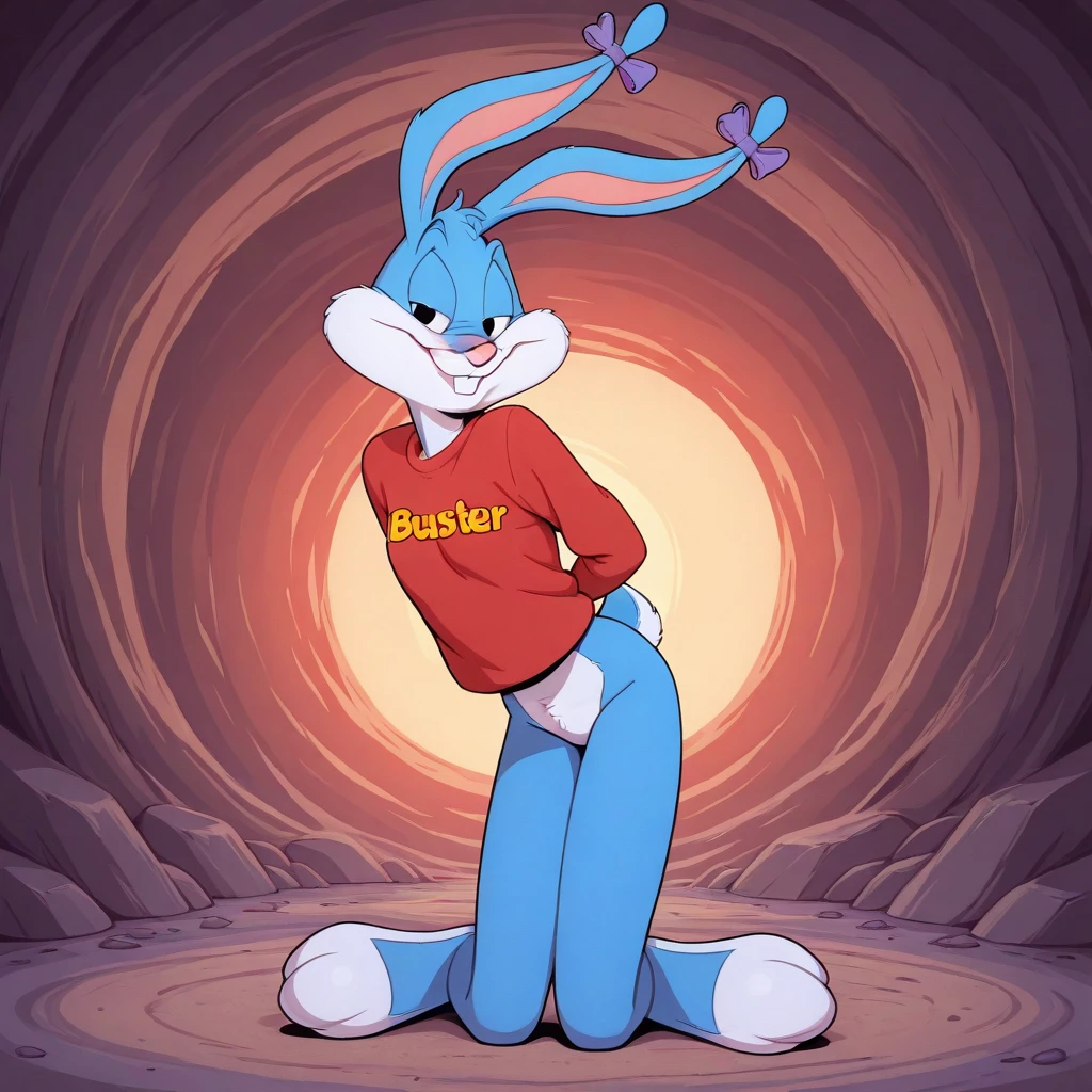 cartoon of a blue man with a red hat and a sign, inspired by Don Bluth, on top of a hill, fun pose, 🐎🍑, 2d art, 2 d art, don bluth!!!, slightly sunny weather, cel-shaded:17, mlp fanart, bending over, don bluth!!, sylveon, commission for high res