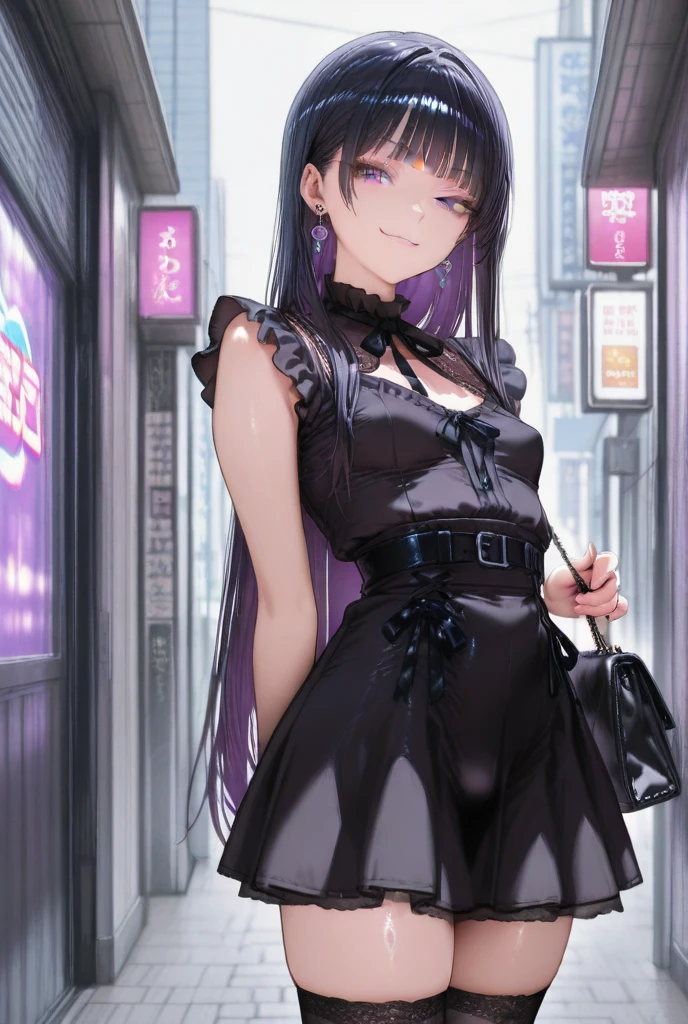 (best aesthetic,best quality,ultra high res,insanely detailed,exquisite,absolutely resolution,explicit),BREAK,(((perfect anatomy,perfect proportion,artstation female body))),BREAK,(detailed beautiful jewely catchlight gradient slant eyes),ligne claire,gleaming skin,super detailed skin,BREAK,nsfw,horny presenting,fall into pleasure,orgasm,looking at viewer,public indecency,full body,In town,BREAK,(beautiful toddler gal,loli),prostitute,BREAK,small baby face,childish and super cute,((((blush)))),BREAK,Bishojo,ultra cute,Kawaii,BREAK,low body size,short stature,slender,BREAK,(((((jirai kei))))),BREAK,(black and purple ((streaked hair))))),(((((two side up long hair))))),BREAK,((shiny glossy metaric beautiful hair,gradient hair)),BREAK,((small breasts)),((puffy nipples,erectile nipples,long nipples,huge areolas,bare breasts)),BREAK,(((((punk fashion))))),(yamikawa gothiclolita punk fashion with black and purple),(off shoulder cut and sew,some purple and black border ((horizontal striped)) detached overly long sleeves with chain,Plaid pleated ((ultra micro miniskirt)) with harness),BREAK,(some purple and black border thigh high knee ((horizontal striped)) socks:1.3),zettai ryouiki,garter belt,punk boots,No panties,BREAK, school classroom,(sweet pussy,show off pussy:1.3),(dripping love juice:1.3)