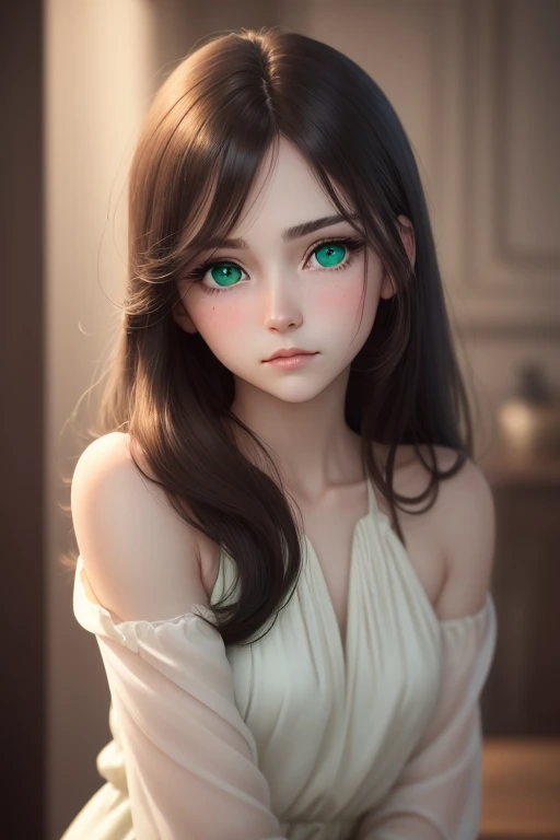 Brune aux yeux verts