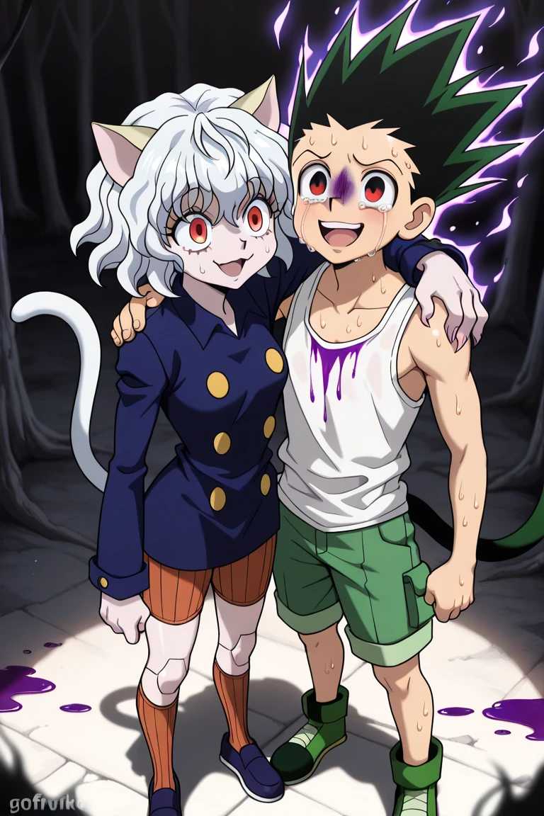((Blue haired cat ear boy)),Wearing a white coat,(((Baby face boy))),Shorts,Anatomically correct, (((8k resolution))),He is holding a thick dictionary.,Bodybuilder-like muscles,Big Wings,A thick chest peeking out from the open chest,Green Shirt,Pull down the orange hood on your neck,((Devilish body,evil magic circle,Zombie or demon,Ejaculate)),Crying with big mouth open,Grit your teeth,Drooling,Always wear cat ears,Huge muscles,4boy,muscles like the hulk,((Huge penis,Anal Sex)),Pitch black skin,Faint,A roar of strength,Milking,cyborg,(((((2boys,Portrait)))))