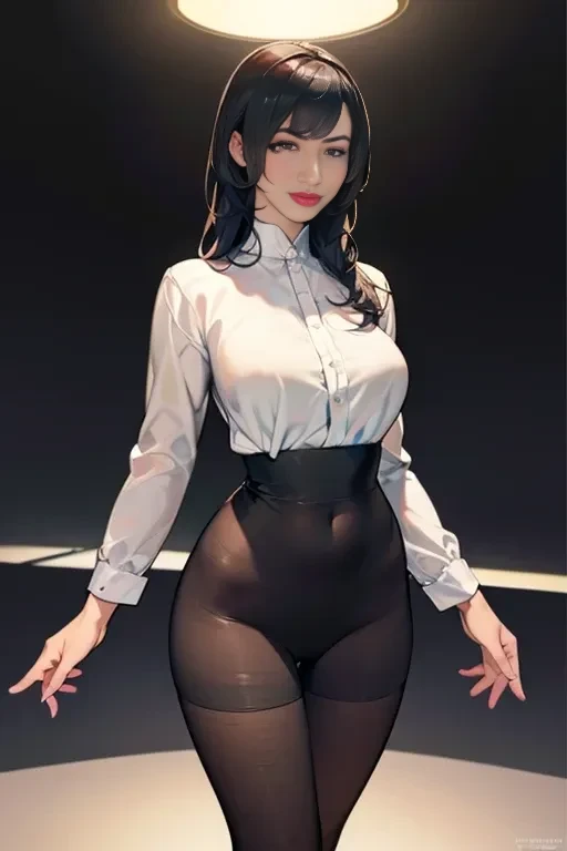 (8k, RAW photo, best quality, masterpiece:1.2), (realistic, photo-realistic:1.37), ultra-detailed, ultra high res,1 girl,looking at viewer,beautiful detailed face,smile,narrow,(slim waist:1.3),shirt, beautiful detailed skin, skin texture, floating hair,professional lighting,