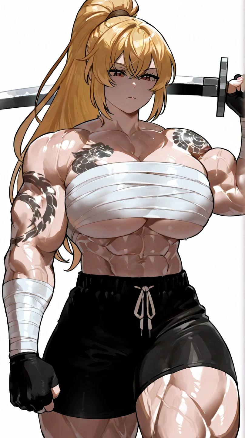 Masterpiece, highly detailed, high res, dynamic, A image of a woman in a white top and white pants, ((((Massive breasts)))), (muscular), ((((huge muscles)))) fanart da coelhinha lola, commission for high resolution, CO Commission, Gwen Stacy, corpo perfeitamente sombreado, Emma Geada, Retrato de Emma Frost, Deusa loira, desenhado no estilo de artgerm, em roupas brancas, corpo perfeito sombreado realista, Betty Cooper, It's not artgerm style, ((((Massive breasts)))), (muscular), ((((huge muscles))))