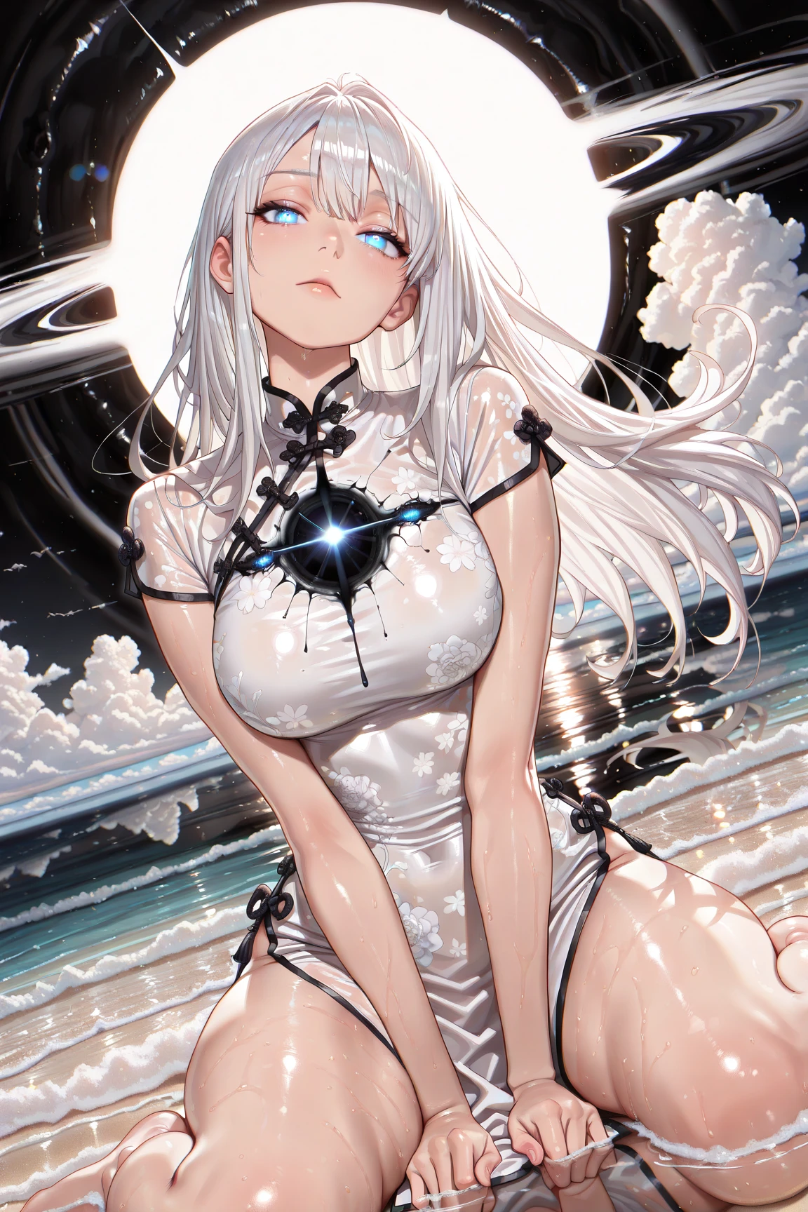 Absurd resolution, high resolution, (work of art:1.4), ultra detali, 1 girl, From above, space, floating