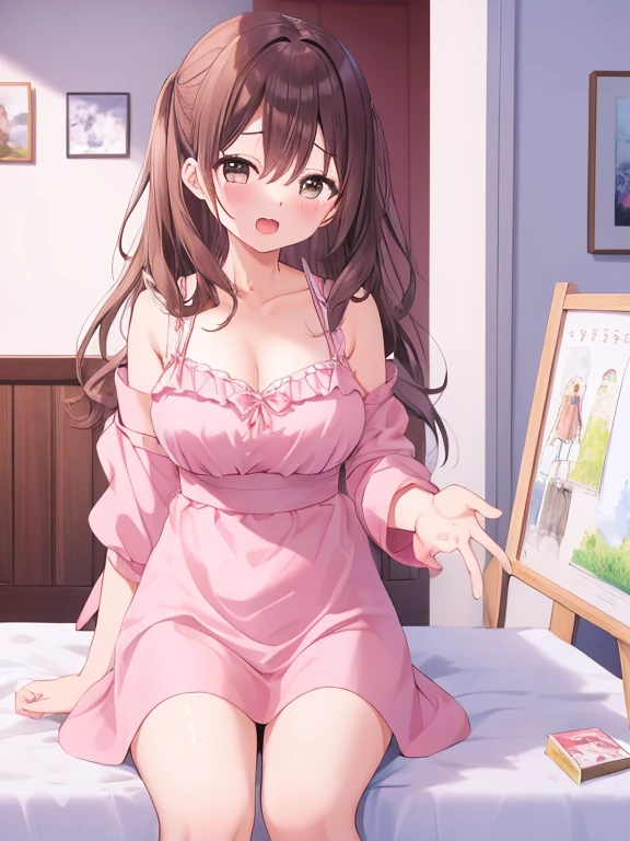 Girl watching TV、summer vacation、nude, naked, pink nipples, dynamic pose, Sexy, Sensual, sexyposture, full body