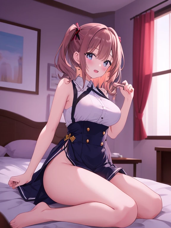 Isshiki Iroha,,Brown Hair、blush,smile,Captivating thighs、Beautiful bare legs, uniform
(masterpiece:1.2), highest quality, High resolution, unity 8k wallpaper, (shape:0.8), (Beautiful and beautiful eyes:1.6), Highly detailed face, Perfect lighting, Highly detailed CG, (Perfect hands, Perfect Anatomy),