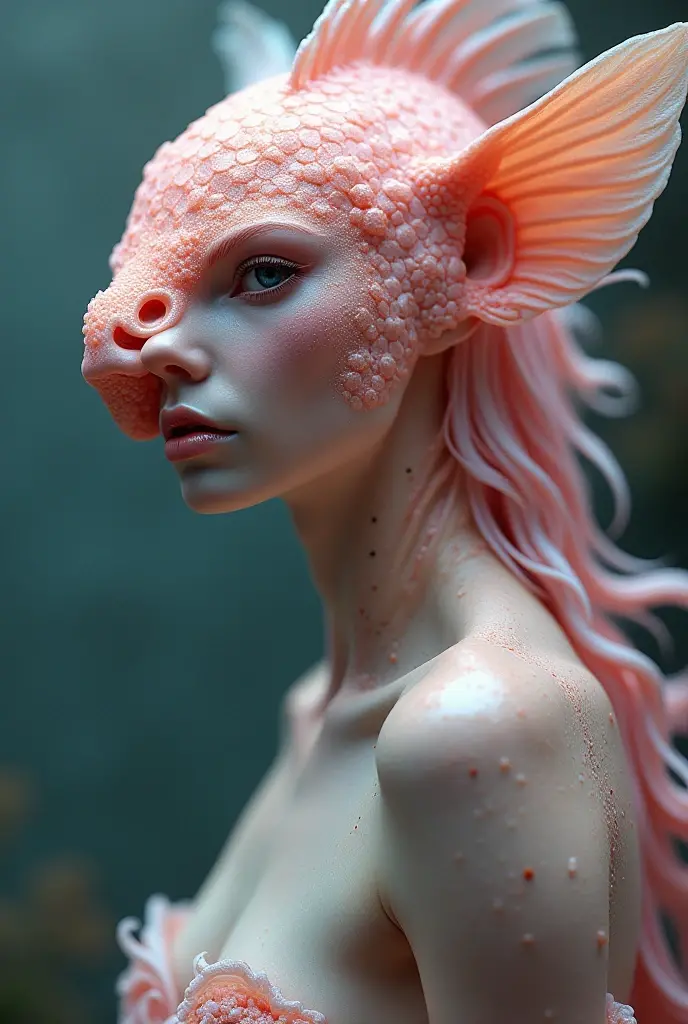 Detailed art in scary and sexy colors, portrait, (beautiful and obscene female alien:1.4), (vulgarity 1.5), (she has red eyes with no pupils:1.8), (transparent skin:1.7),  (There is a female genital-like organ in the middle of the forehead.:1.9), (The most beautiful face in the history of the universe:1.2),an evil gaze that seduces, (big mouth:1.1), (sharp teeth like a vampire:1.2), full body portrait, (bioluminescence:1.5), (laugh evilly:1.3),  (sexy pose:1.5), alien, there are no humans, cells are fused, (Lots of translucent tentacles:1.3) extraterrestrial, cell, bio image, best quality, 8K,In 4K_quality, High freshness, dramatic lighting, table top:1.5,cinematic quality, Detail up, (exquisite details:1.2), High resolution, High freshness, draw faithfully, (thick eyebrows:1.2), Beautiful eyes with high bilateral symmetry,(highly detailed face and eyes:1.2), intimate face, (Super detailed skin quality feeling:1.4), perfect anatomy,  (Beautiful toned body:1.5),  (moist skin:1.2), not wearing makeup, (Bear:1.1), long canines, drawing cinematic characters, ultra high quality model, cinematic quality, Detail up, (exquisite details:1.2), High resolution, High freshness, draw faithfully, official art, Unity 8K Wall  , 8K portrait, best quality, Very High resolution, Super detailed artistic photography, midnight aura,  unreal engine 5, super sharp focus, art by Amano Yoshitaka, art germ, Reusch, intricate artwork, best quality, masterpiece, ultra High resolution, (realistic pictures:1.4), ultra realistic realism, dream-like, nautilus, fantasy creation, snails, Dream snails, (biopunk nautilus:1.3),thrilling color scheme, ultra realistic realism, smile seductively, blue tentacles,