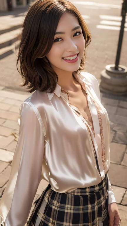 ((Highest quality)), ((8K)), ((masterpiece:1.3)), (Perfect look), (Photorealism:1.6), (Walking woman), (買い物をするJapanese women), (A shopping mall with many visitors), Clear Background, Japanese women, 47 years old, ((Realistic skin texture)), (Fine wrinkles appear all over the skin: 1.3), (Dullness: 1.1), (Unmoisturized skin: 1.2) , (Facial wrinkles: 0.9), (Wrinkles around the eyes: 1.2), double eyelid, Lower eyelid tear trough, The eyes are looking here, Serious look, (Dimples: 1.2), Red lips, (Short bangs: 1.2), short hair, Long hair with curled ends, (Hair over the ears), Laugh with the corners of your mouth turned up, Soft fabric blouse, Wide sleeves, Cuffs that fit your wrist, Long skirt, barefoot, Hair blowing in the wind, Small breasts, (whole body), Low - Angle,