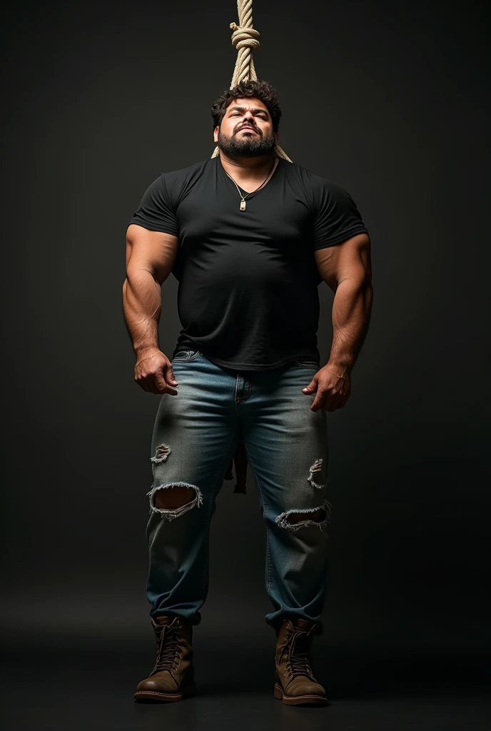 A fat sikh man wearing black work boots, portraiture, detailed beard, traditional turban, confident expression,  strong physique, standing tall, studio lighting, high-res image, professional photography,  sharp focus, realistic detailing, 