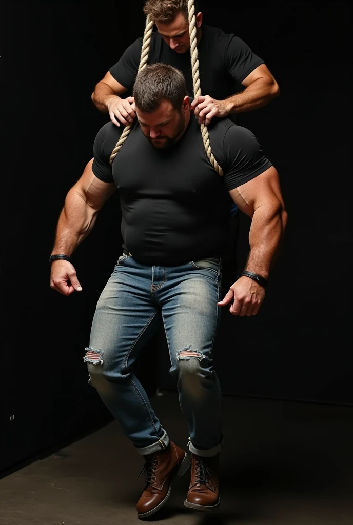 Front view, 2man Sexy mature, sparse, overweight, 40 years old, fat, Russell Crowe David Harbour mature stout, on all fours in bed being hugged back, biting the sheets, moaning, pain, serious, mounted, mounted, Kama sutra