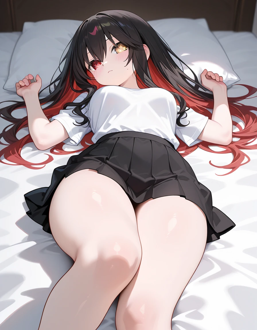 (masterpiece), (Best quality), (a high resolution), detailed, (intricate details 1.2), (Hyper detailed 1.4), (Rich Digital Art 1.2), (Ultra detailed quality of body and genitals)red-eyed, red haired girl 155 cm tall, with small tits, with a thin waist and small hips, she spreads her legs wide, to show off her baby pussy taped open with a view of her hymen. They shoved a huge cock inside her and came in her uterus