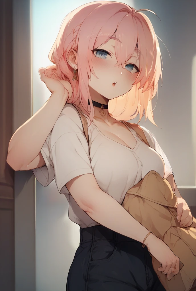Stable Diffusion prompt:
anime girl,pink short hair,brown coat,black miniskirt,white sweater,boots,jk,beautiful detailed eyes,beautiful detailed lips,extremely detailed eyes and face,long eyelashes,(best quality,4k,8k,highres,masterpiece:1.2),ultra-detailed,(realistic,photorealistic,photo-realistic:1.37),HDR,UHD,studio lighting,ultra-fine painting,sharp focus,physically-based rendering,extreme detail description,professional,vivid colors,bokeh,portraits,anime