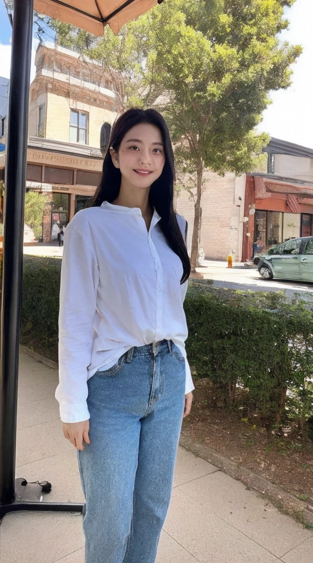 masterpiece, best quality,8k, ultra highres,Reallightandshadow,Cinema lenses,(beautidful eyes:1.1), ((中景 the scene is,The upper part of the body)) ,Early morning in a small village,Fog filled the air。The gentle goddess walked into the village,She was dressed in modest clothes,Holding a basket of fresh fruit。She walked over to an old man,Talk to him softly,Hand him fruit。The old man smiled gratefully,Their gazes seemed to exchange wordless emotions in tacit understanding。