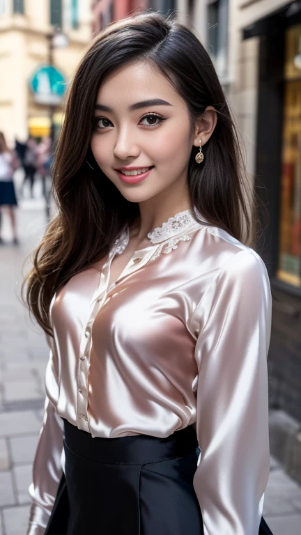8K, top quality, masterpiece: 1.2), super detailed, 1 girl, cute, independent, beautiful details sky, detail café, night, sitting, date, (red nose), sweet smile, (smile: 1.15), small breasts, small beautiful detail eyes, Turkish, (collar shirt: 1.1), lace panties, panties visible, panties peek out, view from under skirt, night, wet, , rain, long hair, brunette, flowing hair, NovaFrog style, cat,