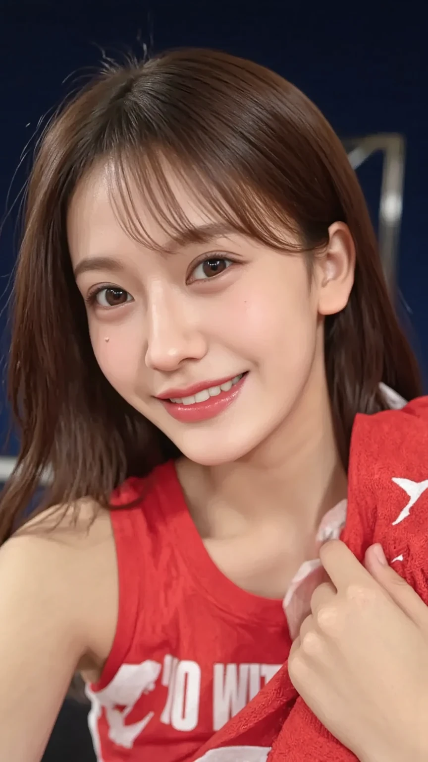 ((Raise your hands to show your armpits、Detailed armpit wrinkles、Armpit、full body closeup、A smile、red lipsticks、playground、Underwear、Strapless bra、sixteen years old))、(Detailed skin、Realistic underarm skin、​masterpiece:1.3), (8K, Photorealsitic, Raw photography, Top image quality: 1.4), a japanese girl、Standard body shape:1.3、(High ponytail hairstyles:1.2)、maikurobikini:1.2、Super Detail Face、Eye of Detail、二重まぶた、Super detail armpits、foco nítido:1.2、prety woman:1.4、light brown hair、top-quality、​masterpiece、超A high resolution、(Photorealsitic:1.4)、Highly detailed and professional lighting smile、Background of the playground、toru & Field Athlete