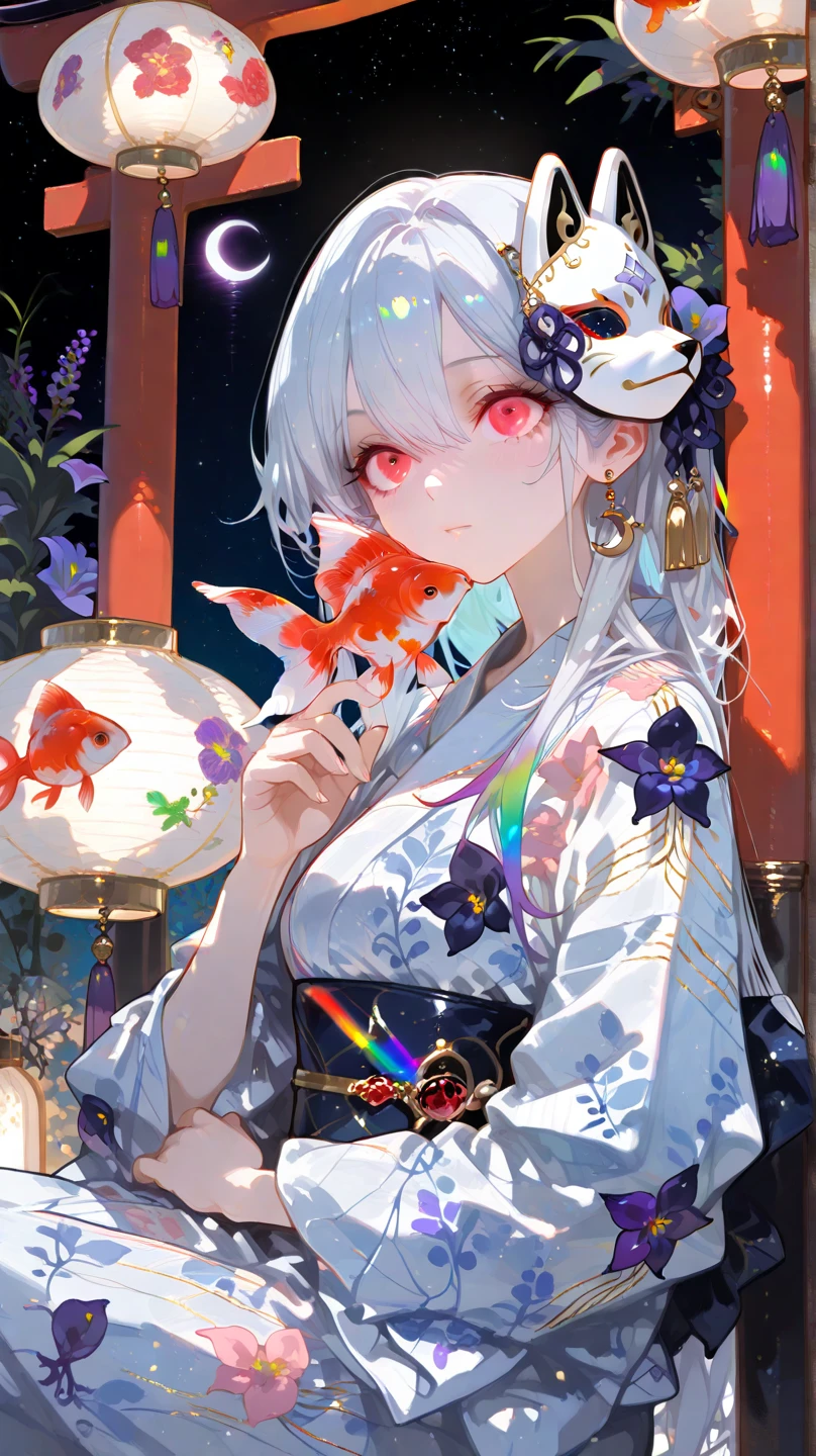 In a futuristic scene, Mechanically Enhanced Japanese Geisha、The elegance of elaborate gardens. She has beautiful delicate eyes and lips that complement her face. Geisha wear traditional kimonos with intricate patterns and designs.。. Around her are bright cherry blossoms and a quiet carp pond. The scenes are drawn using a combination of illustration and photorealism, Extremely detailed and sharp brushwork, Bright colors. Lighting that accentuates the elegance of geisha, Gives porcelain skin a soft glow. The artwork is of the highest quality, 4K or 8K resolution, Exquisite details of geisha costumes on display, cherry blossoms, Shining carp scales. The overall color scheme is、、Traditional Japanese color combinations, crimson, hang on., Black, Subtle gold accents, With a futuristic twist. Combining ancient traditions with modern technology、、Create captivating and visually striking masterpieces.Shoulders are exposed, 胸がappear、You can see the valley、appear、Exposed shoulders、Chest exposed、(Shoulders are exposed), 胸がappear、You can see the valley、appear、Exposed shoulders、Chest exposed、(Off-the-shoulder style)、Random sexy poses