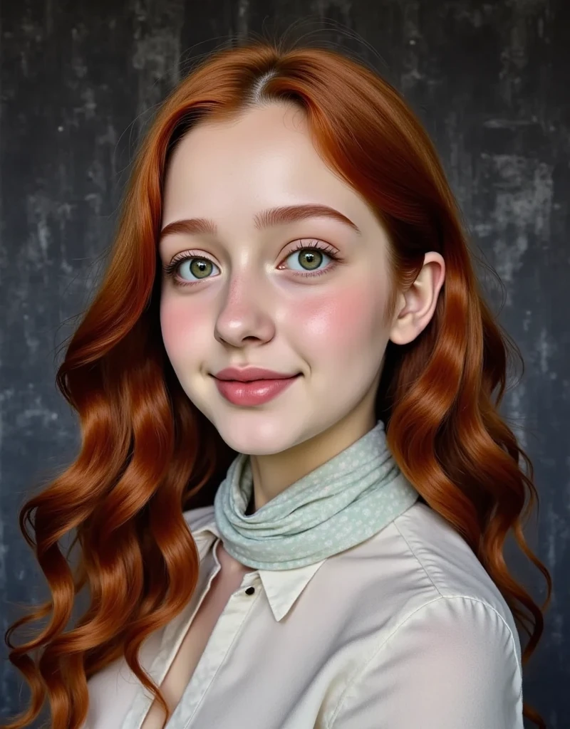 A watercolor and pencil drawing of a 32-year-old young woman with wavy dark red hair, (rosto LiliArt), atraente deslumbrante, delicate lips, rosy lips, symmetric eyes, olhos cor de mel, (rabo de cavalo), lindo colar delicado, Frown lines on the face, rosto bonito, rosto sexy, Realistic facial features, (poros da pele:1.1), pele texturizada, analogue, grain of film, rosto detalhado, corpo proporcional, pernas bonitas, ((navy blue business suit: 1.5)), corpo magro em forma, bare foots, delicate feet, alta resolução, soft-lighting, fundo complexo, detalhes complexos, hiperdetalhado , magnifica, elegante