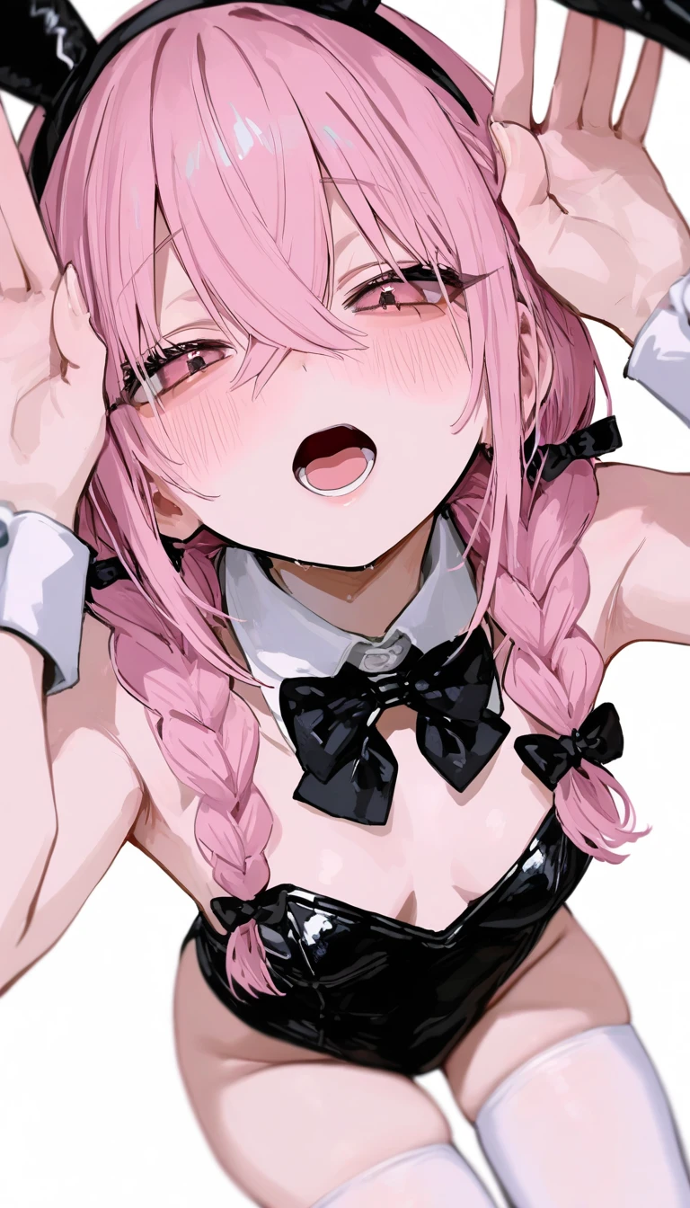one male and one Girl with pink hair, long double-tailed hairstyle, ((small pink bushy eyebrows)), dressed in lolita clothes, marked vagina, lolicon (Zankuro) drawing style by zankuro artist, ザンクロー style, image uploaded to R34, girl sucking penis cum bubbling out her mouth, delicately holding the testicles, in a street, girl giving a blowjob to male, close up