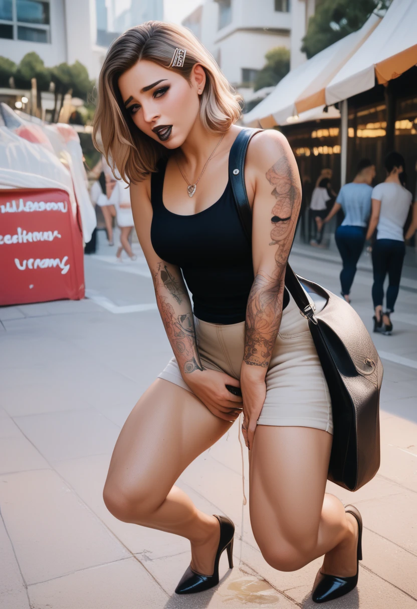 (full bodyesbian:1.5)，((Girl):1.4),(view the viewer:1.4)，(??????? correct:1.3),(sitting on a bus:1.2),(Black sexy lace V-neck dress :1.2),((Black stockings):1.3),( Girls pointed-toe thick heels :1.1)，(foot ring:1.3),(Accurate and perfect face:1.3),(Tattoos with a large area of the whole body，tattoos on the arms，Tattoo on the chest，leg tattoos)，hyper HD, Ray traching, reflective light， structurally correct, Award-Awarded, High detail, Fade-in and fade-out shadow contrast, Face lighting ，Cinematic lighting, Masterpiece, super detailing, High quality, High detail, Best quality, 16k，High contrast,