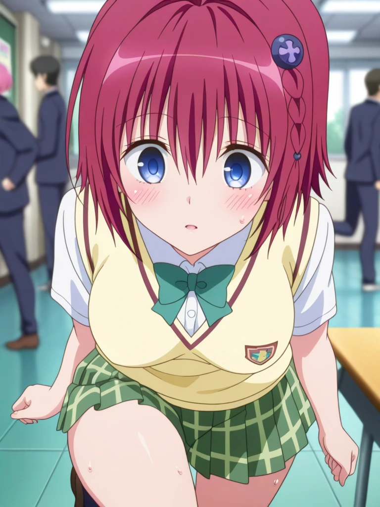 Minami kotori, perfect cute girl, smile, blush, full body, sitting on chair, spread legs, white panties, nsfw