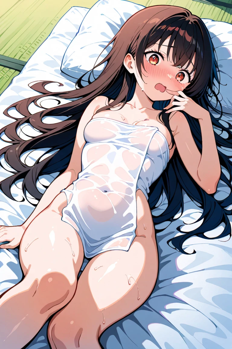 nsfw,独奏,{{{masterpiece}}}, {{{best quality}}}, {{ultra-detailed}}, {illustration}, {{an extremely delicate and beautiful}},,10 years old,black hair,Are crying,Wet and slimy, Shiny wet skin!!, Enchanting anime girl,steam,blush,Raise eyebrows,blunt bangs,Surprised expression,pussy,upskirt,taking off clothes,micro bikini,