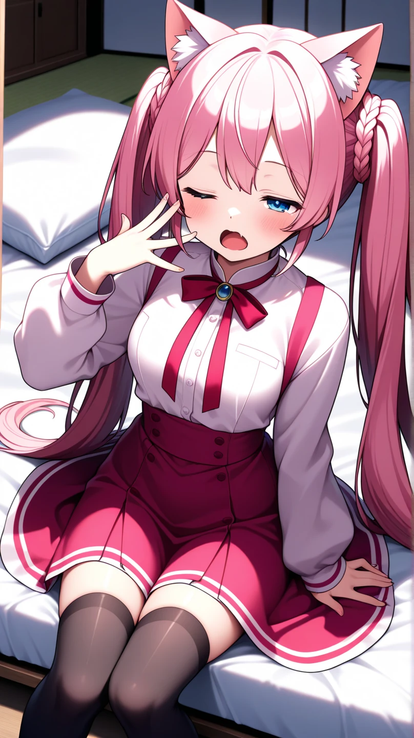 (((full body))), (((pnkserafuku))), (highest quality:1.2), alone, 1 girl, kotonoha akane, ((pink hair)), smile, looking at the viewer, hair ribbon,  (((spread legs onbed))),(((vaginal,sex))),(((cum in pussy))),(((from above))), (((lying on bed))),(((white bed sheet))),(((lie on the pillow))),(((perfect anatomy))),(masterpiece:1.0),(Highest_quality:1.0),detailed,highly detailed,ultra detailed,extremely detailed CG,super high resolution,4k,super detailed, photograph,high resolution,8K,HDR,Highly detailed CG Unity 8k wallpaper,super detailed skin,detailed beautiful eyes,detailed beautiful face,detailed beautiful face and eyes,very detailed background,perfect,lighting,colorful, bright_front_face_lighting,shiny skin,(highly detailed background),looking at the viewer,(Focus on her face), solo, upper body, looking at viewer, upper angle, perfect quality, good quality, masterpiece, HDR, UHD missionary position,masterpiece,best quality,detailed,highly detailed,ultra detailed,extremely detailed CG,high resolution,8K,super detailed skin, ((detailed beautiful eyes)),detailed beautiful face,detailed beautiful face and eyes,very detailed background,highly detailed background,(front view),(((super big breasts))),looking at viewer,The girl&#39;s breasts aren&#39;t exposed at all., You can clearly see that she has very large breasts.,((kawaii)),((orgasm face)),