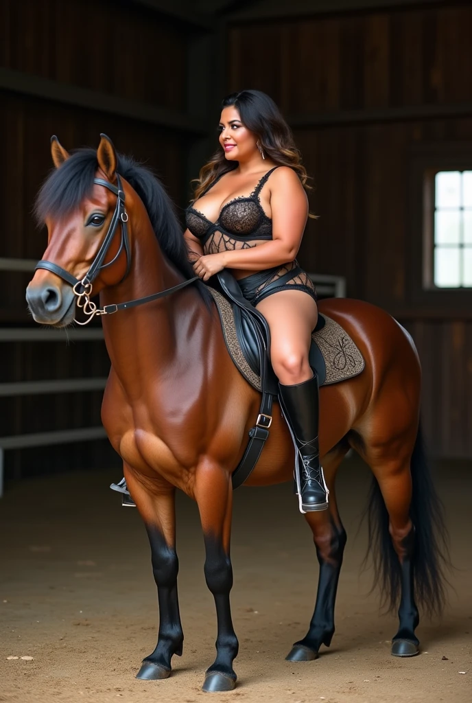 6 feet big ass indian lady with horse in jungle.
