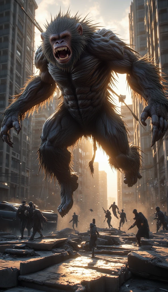 Humaniod bipedal creatures feudalistic settlement booming with activity