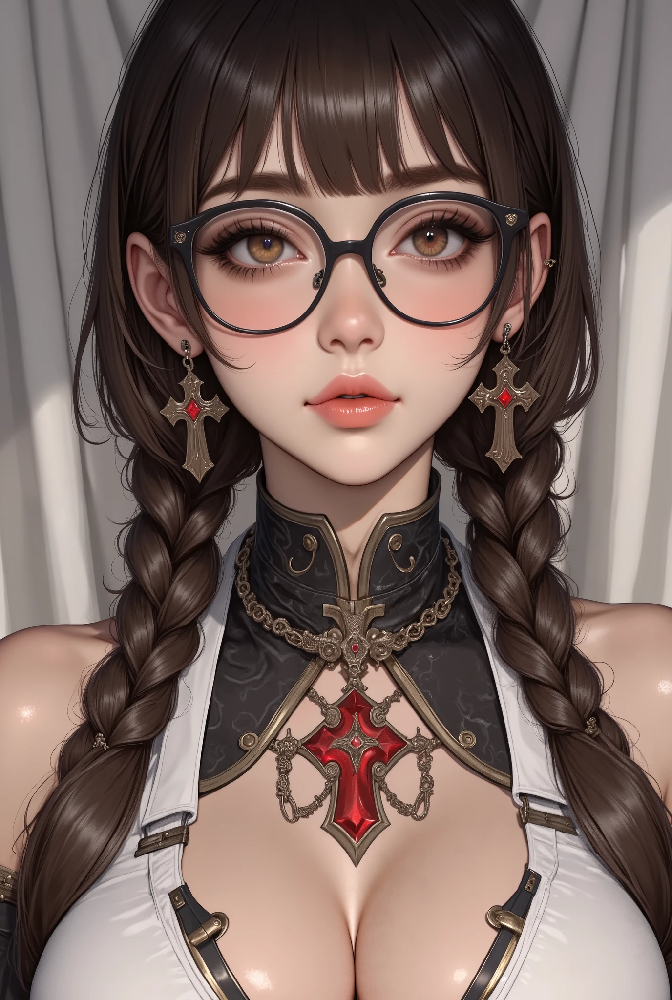 ( Highest Quality, best illustrations,high image quality:1.2), (Horror Fantasy:1.5), (ink and watercolor:1.5),(Ominous Scenery :1.5),(A lot of dust rises:1.5),( Dirt Track :1.5),(wonderful:1.5),(masterpiece:1.5), (Powerful figures:1.1、Big Breasts:1.3) 、 ((((glasses、closeup shot, cute、 red eyes、 Evil Ruby's Cursed Necklace )))),(((glasses、Big Breasts、 braids)))、 cute face, raise eyebrows , ,(Fatal Beauty, charming beauty ) ,(Mysterious Charm:1.1),(Big Breasts、attractive silhouette), high image qualityテクスチャ 、High Quality Shadows、 beautiful and delicate face 、 beautiful, delicate, eyes are sticky liquid dripping 、 ray tracing 、 20th Generation、 cute K-POP girl、( The Face of Korea )、Thin face、( Ulzan-6500-v1.1:0.6)、 Face of Pure Loss _v1 , ( beautiful and delicate face , beautiful and delicate eyes, perfectly balanced face , high image quality skin , detailed skin, lens flares {x} perfect ratio 4 fingers to 1 thumb :1.25)、 DSLRs、 地獄から来たbeautiful悪魔女 , ATTRACTIVE GIRL , Real Girls, Gurwitz, Gurwitz-style Artwork , Girl Roleplay, Realistic 3d style, cgstation Popular Topics,, 8k portrait rendering BYMR. nomi ,(truth,truth:1.4,glassesの少女 :1.2)、cheek、 glossy lips, 1. オーバーサイズ comment: comment、 come up with an oversized design that covers shoulder to knee.。 navy blue or black are standard colors .、[ Soft khaki or beige , wait.、 Pick the right color for the season 。 2. choose the color that suits your skin : To protect yourself from the cold、 choose the color that suits your skin 、 ニットの質感と色を commentに合わせてください .。 3. ワイドレッグ pants: pants, choose a wide leg design 、combines mobility and style。Dark tone denim or black pants look great.。 4. knee-high boots: オーバーサイズ commentに含まれるもの、boots are black or dark brown Match the texture and color of the fashionable.、 Gives a stylish impression 。 5. accessories: The 。 Disney 、 long necklace 、6. handbag: handbag、let's match the color of your outfit.