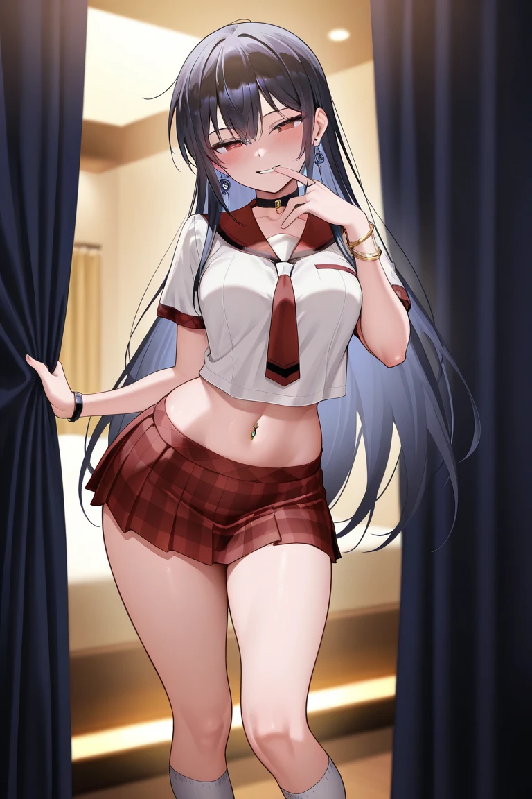 Best Quality, masterpiece, ((Solo, 1girl)), Komi shouko, fine detailed shiny eyes, medium chest, high resolution, best lighting, extremely detailed illustrations, blush, embarrassed, smile, open mouth, crotch seam, cameltoe, day, dripping wet, stained white panty, very NSFW, female masturbation, no bra, wet shirt, hot, extremely aroused, schoolgirl outfit, lifting skirt, small skirt,