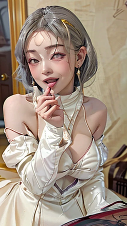 Royal sister,exquisite eyes,Frozen queen,put the crown on your head,Detailed facial expressions,mature body,tall figure,number,Leg length,4K,HD,Sensual,White translucent lace,Fair and plump figure,pretty face,Little cherry mouth,beautiful and delicious(3D royal sister),plump butt,gloss gel coat,Vampire queen wears luxurious dress,Crystal Gem Crown,