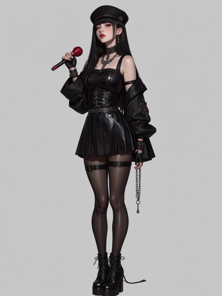Mujer araffe vestida de negro y botas arrodillada en el suelo blanco., cruel korean gothic girl, gothic girl aesthetic, Usando botas negras, Botas altas, gothic aesthetic, sensual and sombre style, vistiendo ropa negra, ropa y botas de cuero, vistiendo ropa negra, Asian girl, xisionwu, foto de perfil, xianxia de cuerpo completo, muchacha coreana, gothic horror vibes