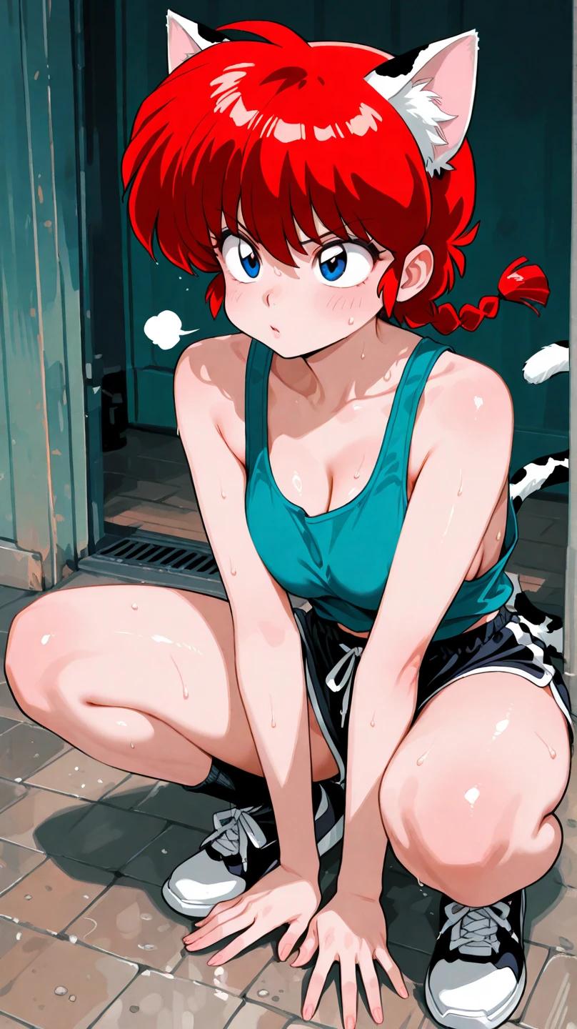 1girl, solo, looking at viewer,
thick thighs, large breasts, cleavage
micro shorts,  
Rumiko Takahashi
anime, [retro artstyle, 1990s \(style\),]
<lora:AetherionV2:0.75>