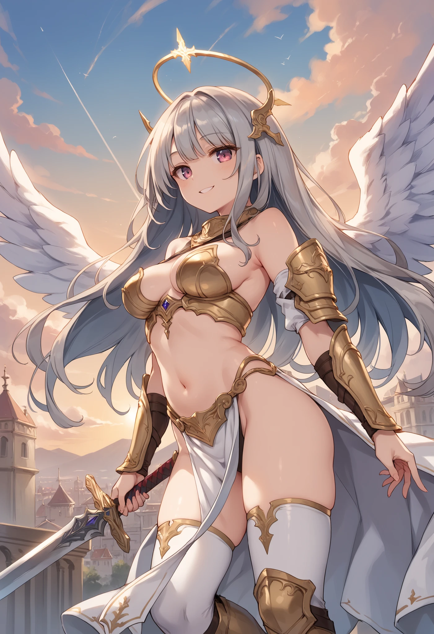 Quality over 8K, a female angel,Sexy,Long Blonde Hair,Anime,Goddess,Symmetrical blue eyes,Ultra detailed eyes,Transparent lingerie,forest,Sword,golden wings,Full body,hyperdetailed lips, hyperdetailed face, Double eyelids, Ultra Detailed feet,で,Beautiful legs,Tight boots,Full Leg Priestess、valkyrie、Angel wings、a navel、sideboob barbosa、with an intricate、Particles of light、thighs thighs thighs thighs、shinny skin、Perfect litthing、1girl in、looking at the viewers、Winged headgear、pelvis curtain、A smile、(masterpiece)、(top-quality)、Very gigantic-breasts、maternal、Porcelain Skin、honey blonde hair、Very long hair、hair wavy(valkyrie,Paladin:0.6),Angel wings,with an intricate, Perfect Lighting, Looking at Viewer,(masutepiece), (Best Quality)(valkyrie,Paladin:0.6),Angel wings,with an intricate, Perfect Lighting, Looking at Viewer,(masutepiece), (Best Quality)(ValkyrieArmor:0.5),(Winged headgear:1.1),School Girl,,with an intricate, Perfect Lighting, 1girl in, Ponytail, Looking at Viewer, Smile, snulight,creek,blazing(masutepiece), (Best Quality),thighs thighs thighs thighs 、a beauty girl,red color mecha,As graceful as a swan,Enchanting,Long grey hair,Red body,Fluorescence line,White hands,lab room,FutureTech,Red indicator light on the body,Full body photo,standing on your feet,dreamy scene,,dyna,super detailing,Cell shade,8K detail post-processing,magnifica,hyperphotorealism,8K,epic composition,intricate-detail,unrealengine,Flying,Laser Cannon,Holy Angel Mecha,Mechanical exoskeleton,whaite hair,golden pupils,flower sea,Eventide,Angel Maiden,Angel wings,White long skirt,war,Top quality combat stance, 4K, masutepiece :1.3), short petite pretty woman, Blue-haired、Curly hair、length hair、Colossal tits、 Ultra-detailed face、maid clothes、Detailed eyes, sluttish, Pose Seductive, Smooth skin, (huge-breasted), Round breasts、red blush。kawaii、Shy、1 Crying face、nightcity、Sateen、Kimono without sleeves、A dark-haired、Holding a weapon with blood on it、Looking at the camera、Cherry blossoms are d