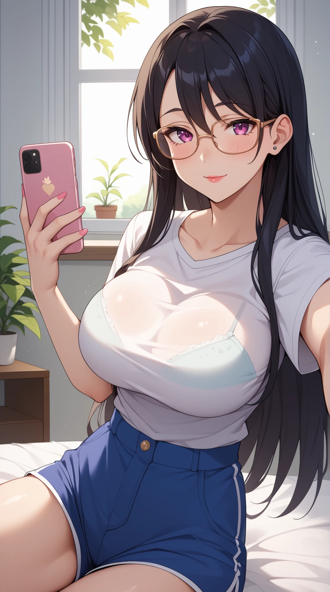 {lady with shoulder-length black hair named Rico}, business suits,tall,'', (It feels like saying Hello, daytime hours), indoor,{going out style}, ((Heart-shaped choker) ), (office room), Bright background,purple eyes, Mole under the eye, Heart-shaped choker, ((Masterpiece)), Highly detailed CG Unity 8k wallpaper), Top quality,, Detailed background, beautifully detailed eyes, heart shaped pupils,hollow eyes, looking at viewer,(very delicate and beautiful)), ((beautiful) eyes (detailed description),extra large breasts, browse,shirts,floating heart,brainwashed,sadistic smile,try to show me breasts and bra,