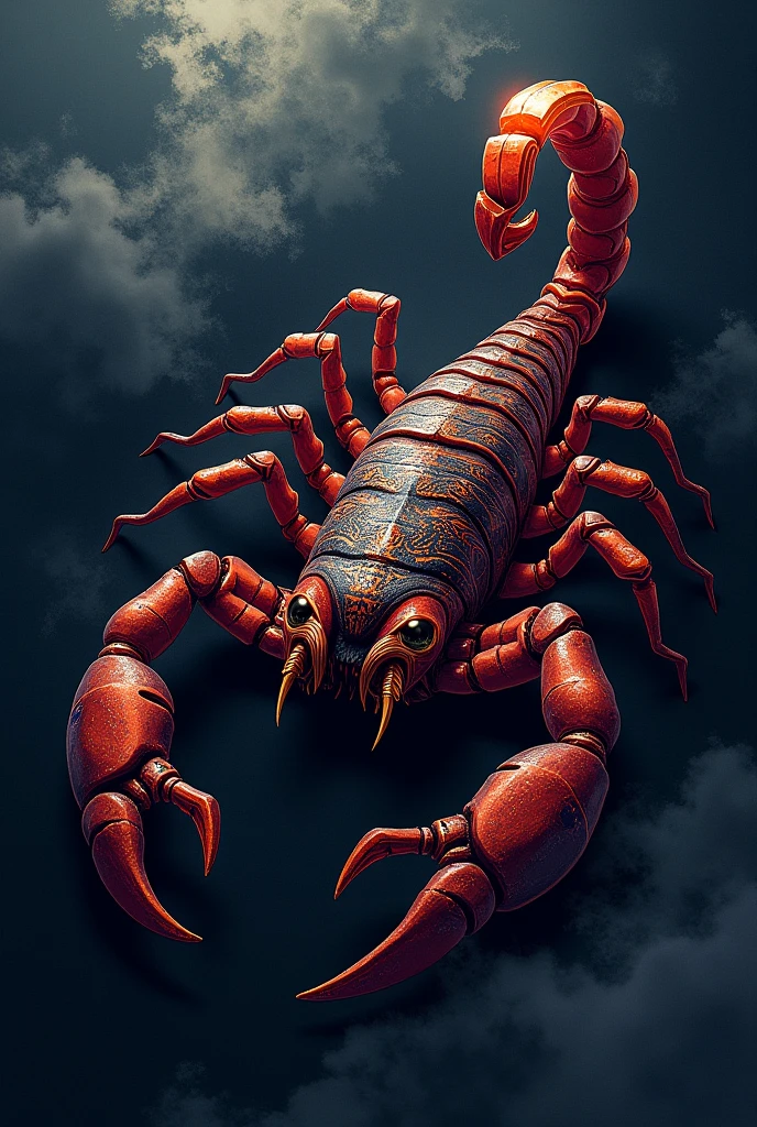 (Realistic:1.5) EdobScorpion, gem uniform (houseki no kuni), monster, pokedex number, purple eyes, close-up, circle, tongue, red eyes, oversized animal, red background, grey background, <lora:EdobScorpionArtistic_XL_v1.0:0.8>